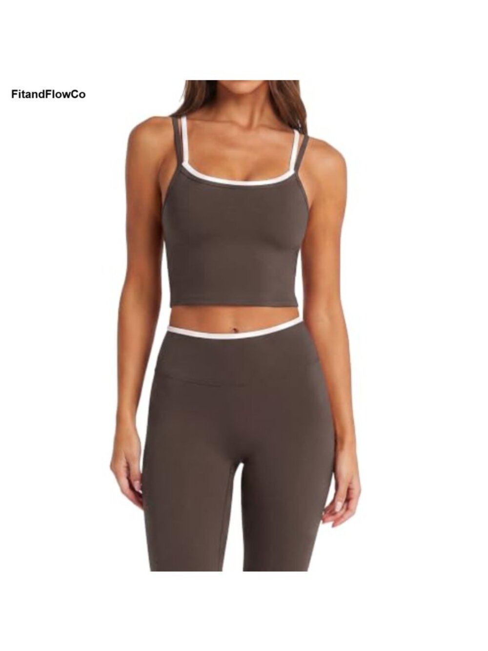 Nylon Elastane Padded Crop Cami & High Waist Leggings Workout Set